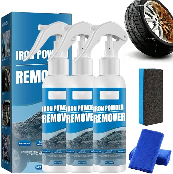 Multi-functional Quick-acting Rust Removal Spray, Upgraded Iron Powder Remover Spray, Portable Car Rust Removal Spray, Fast-Action Rust Eliminator & Metal Care Spray (3PC-Standard Version(100ML))