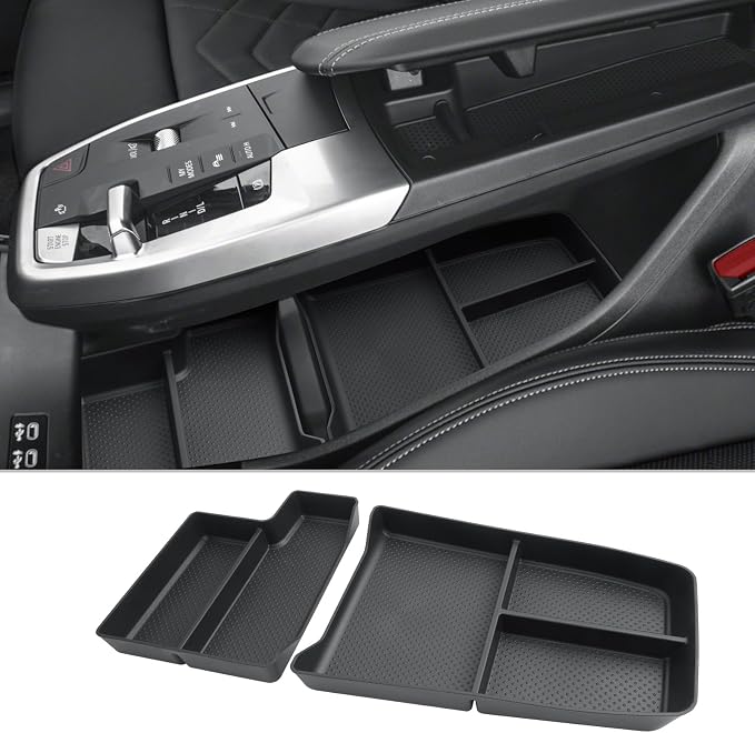 CDEFG 2Pcs for 2025 2026 BMW X1 Center Console Organizer for 2023 2024 2025 2026 BMW X1 U11 (xDrive28i/ M35i) Accessories Lower Console Organizer TPE Storage Box