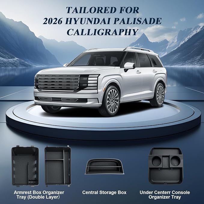 BIBIBO 4Packs for 2026 Hyundai Palisade Center Console Organizer 2026 Hyundai Palisade Calligraphy Console Tray 2026 Palisade Console Insert Tray 2026 Palisade (ONLY FIT Palisade Calligraphy)