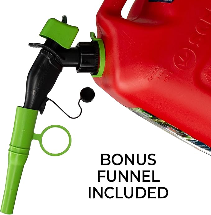 Scepter FSCG552 Fuel Container with Spill Proof Spout with Bonus Spout Extender, Rear Handle Red Gas Can, 5 Gallon