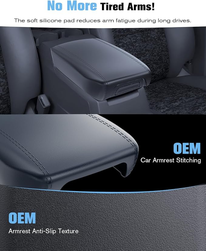 For 2023~2026 Chevy Colorado& GMC Canyon 2-in-1 Silicone Center Console Armrest Cover& Armrest Hidden Privacy Tray - [OEM Design& Friendly Liquid Silicone Rubber] - Thin Black