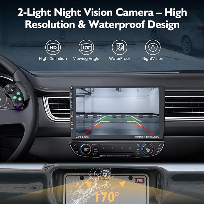 9" Single DIN Car Stereo with Wireless Apple CarPlay and Android Auto,UHD Car Radio IPS Touchscreen,1080P Back Camera,Mirror Link, Voice Control, Bluetooth 5.3,GPS,AM&FM,Type-C (9016-with Camera)