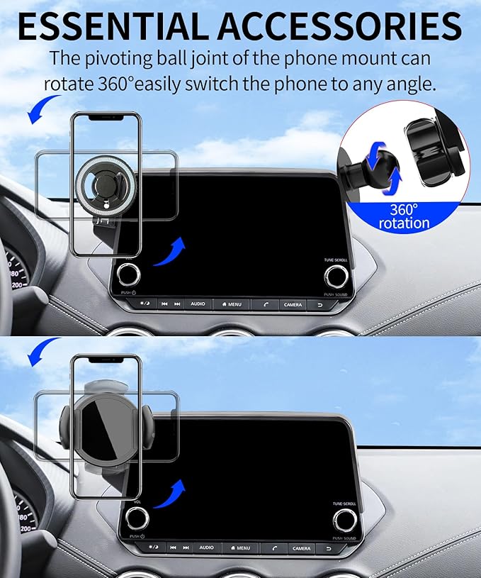 Magnetic Car Phone Mount for 2021-2026 Nissan Rogue / 2019-2025 Altima / 2020-2025 Sentra, for MagSafe Strong Magnets Cell Phone Holder 8-Inch Touch Screen Cradles,with portable phone gripper