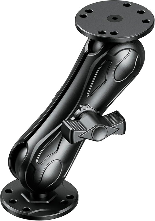 VAZESWIN Aluminum Alloy Fish Finder Mount with 1.5" Ball AMPS Hole Round Plates, 5.7" Medium Arm Marine Electronic Mount Tablet Holder for Garmin, Lowrance, Humminbird, Raymarine and More
