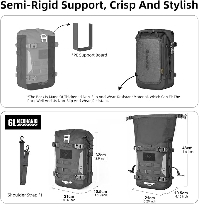 Motorcycle Crash Bar Bag 7L Waterproof Motorbike Side Pannier Bag with MOLLE System Tail Luggage for Adventure Touring Bikes Black 1pc