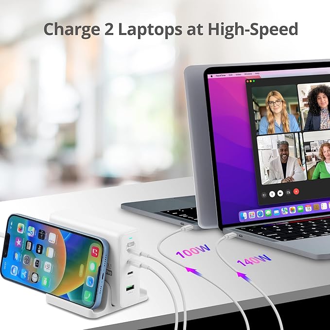 SIIG 240W USB-C 4-Port PD GaN Charger, 3C1A, PD 3.1/ QC 3.0 Fast Charging for MacBook Pro/Air iPad iPhone 14 Plus 13 12 Pro Max Samsung Galaxy Note 20 S22 Pixel and More (AC-PW1X11-S1)