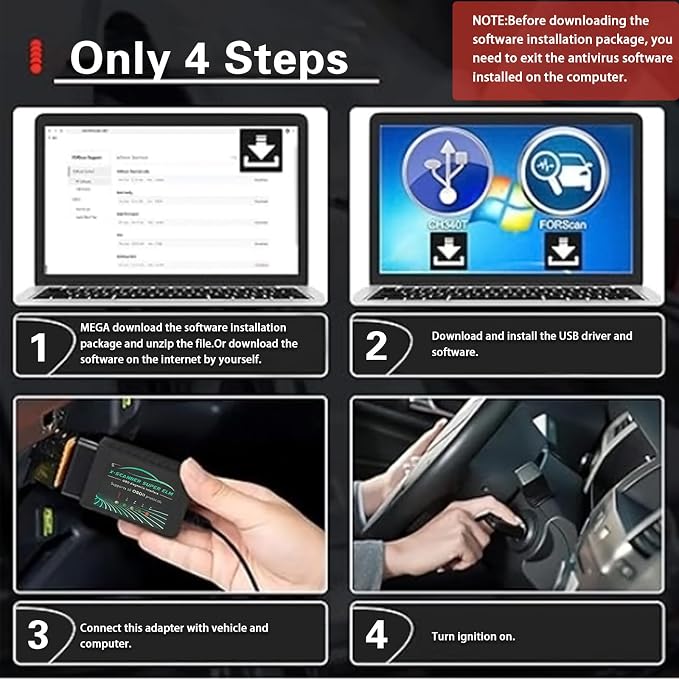 OBD2 Adapter USB ELM327 Scanner with FT232RL 18F25K80 V1.4 Original Chip,Fit for Ducati Motorcycle OBDII Diagnostic Scan Tool for Ford Mazda Toyota Fiat,Work with Windows 7/8/10/XP System