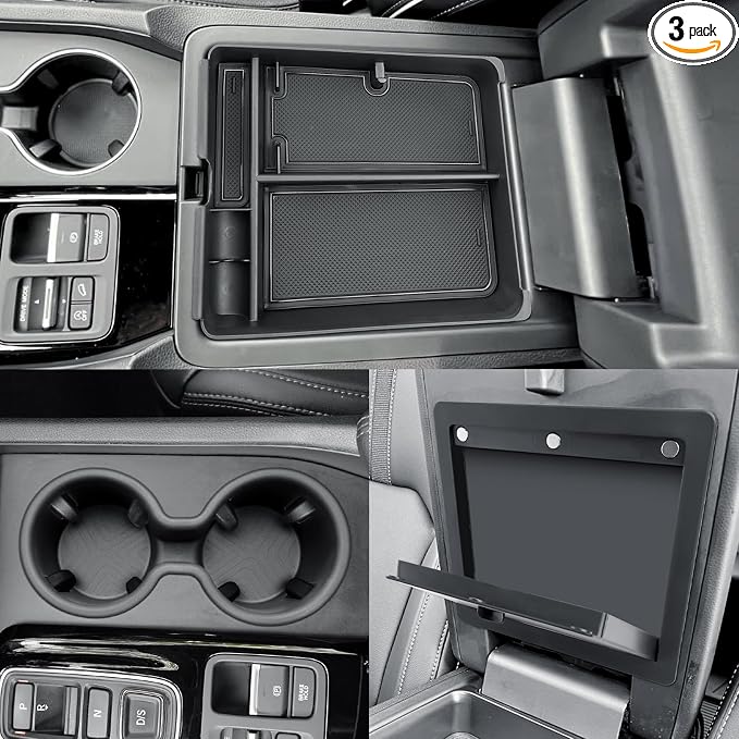 CDEFG Center Console Organizer for 2026 Honda Passport (RTL/TrailSport Elite/TrailSport) Accessories, 2026 Honda Passport Middle Console Cup Holder Armrest Hidden Storage Box(3PCS)