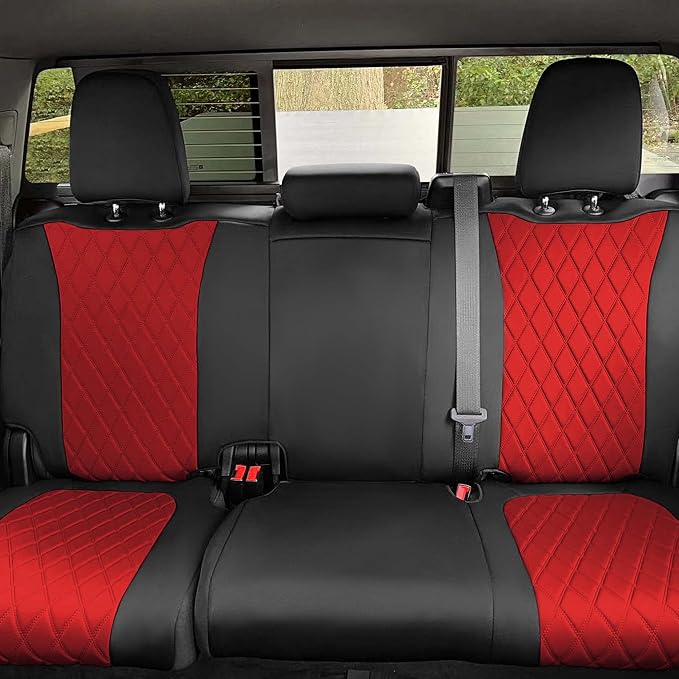 FH Group Custom Fit Car Seat Covers Specifically Made for 2019-2023 GMC Sierra 1500 2500HD 3500HD SLE | Base - Ultraflex Neoprene Water Resistant Automotive Seat Covers- Full Set Red