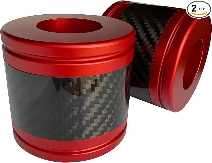 Motorcycle front and rear crash bar decorative wheels, engine crash bar sliders, and saddlebag crash bar decorative covers, CNC machined with embedded carbon fiber accents. (red)