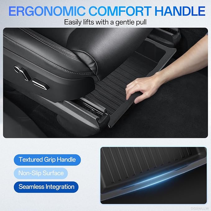 Under Seat Storage Box Organizer for Tesla Model X 2017-2024 | Hidden Underseat Organizer Bins for Tesla Model X TPE Waterproof Front and Back Under Seat Storage Tray Accessories, 2 Pack