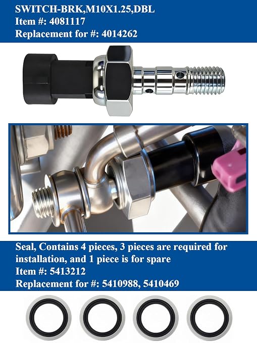 OEM Replacement Brake Pressure Switch with Seal 5413212 for Polaris (2015-2024) | Replaces 4014262, 4081117 | Fits Ranger, RZR XP 1000, Sportsman 570, General, Pro XP (2)