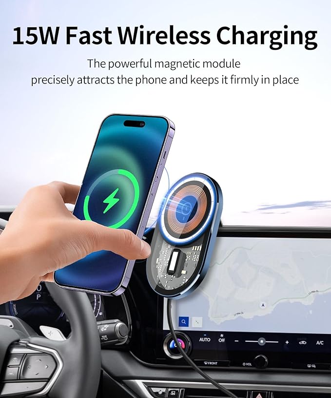 Wireless Charging Car Phone Holder for Lexus RX/RX Hybrid RX350/RX350h/RX450h/RX500h 2023-2026, 14" Screen Fixed Clip, 360° Rotation Car Phone Mount Compatible with MagSafe