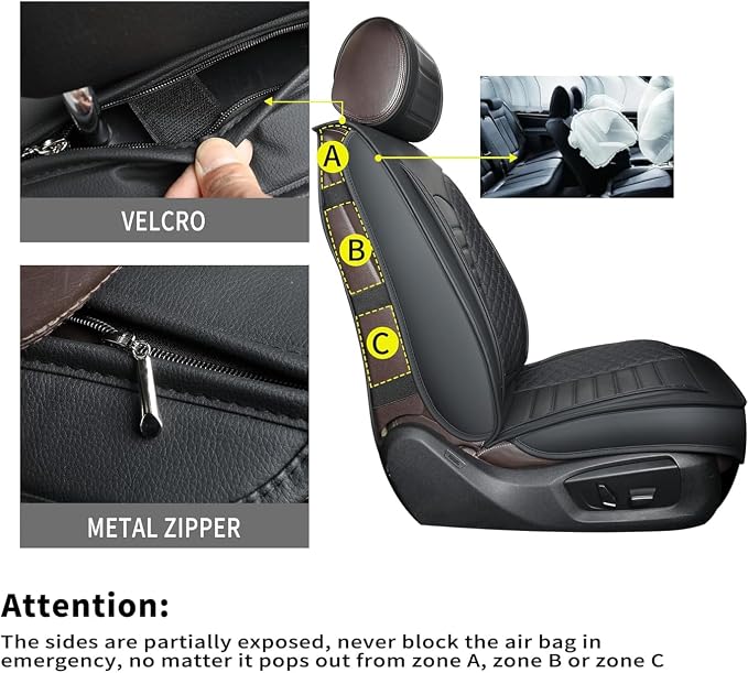 Car Seat Covers 2 PCS Front Seats, Waterproof Napa Leather Automotive Seat Protector for Cars SUV Truck Sedan, Universal Anti-Slip Car Seat Cushion Interior Accessories, Black