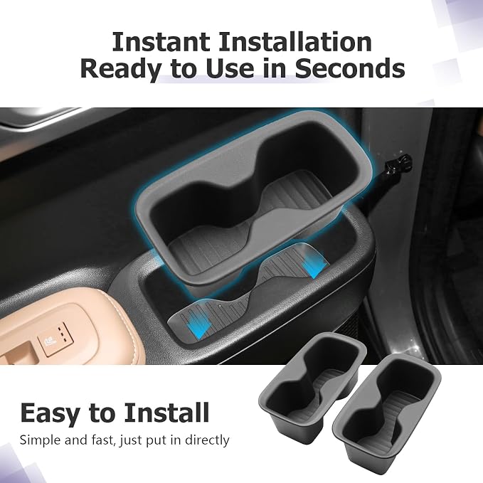 LUWU 2025 2026 Santa Fe Car Door Side Cup Holder Compatible with Santa Fe 2024 2025 2026 Interior Accessories Premium TPE Center Console Cup Holder Spill-Proof, Easy Install & Clean, 2-Pack