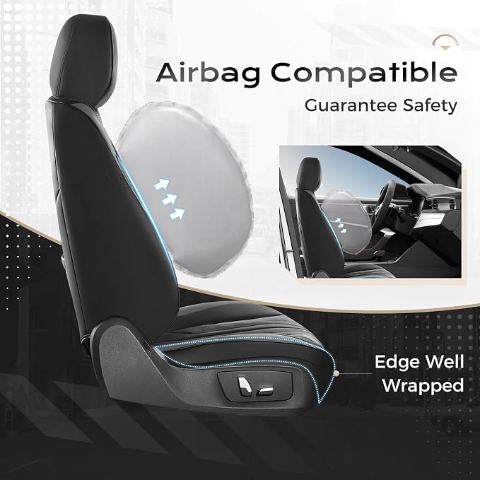 Coverado Car Seat Covers Full Set, Seat Covers for Cars, Front Seat Covers and Back Seat Cover Waterproof Leather Automotive Seat Cover, Universal Car Interior Protectors Cushion for Most Cars