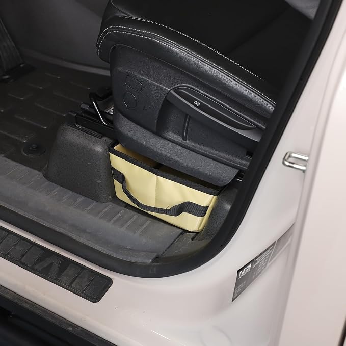 Under seat Storage Bag for Ineos Grenadier 2020-2025 Accessories Oxford Cloth Tool Organizer Box Under Front Seat, Underseat Hidden Bag Organizer Tray Drawer Bin with Anti-slip Handle (Beige)