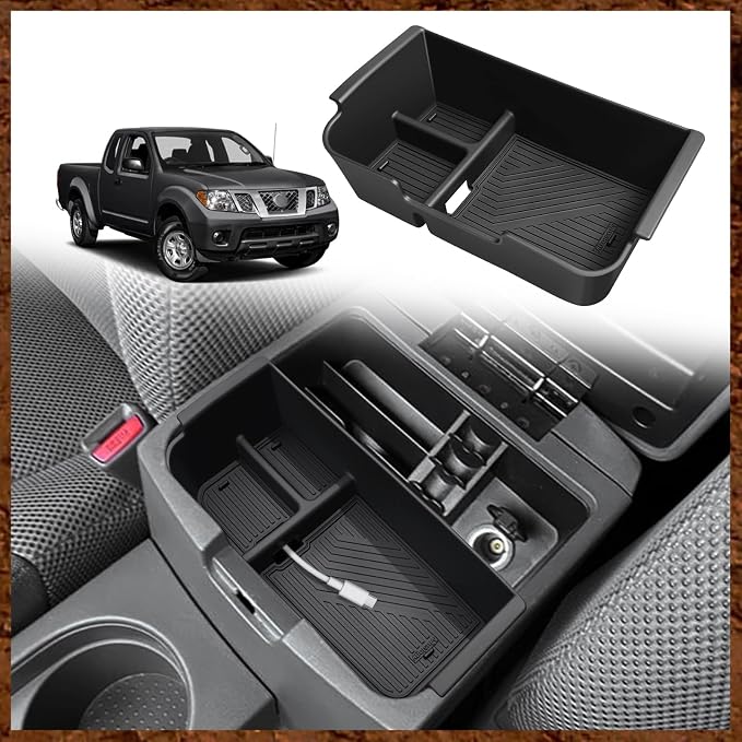 Muslogy Center Console Organizer & Armrest Cover Compatible with 2005-2021 Nissan Frontier Middle Console Divider Storage Box Armrest Pad Cushion Regular Thick