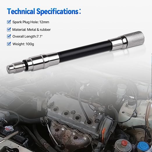 5608 12mm Compression Tester Adapter Compatible with 2008 and Newer Ford 4.6L, 5.4L, 6.8L 3-Valve Engines with 12mm Spark Plug