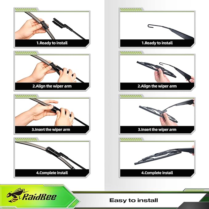 Raidbee® Silicone Windshield Wiper blades 3 pack Replacement for GMC Terrain 2010-2017 Chevy Equinox 2010-2017 All-Season Silicone Windshield Wipers 24" 17" 13"