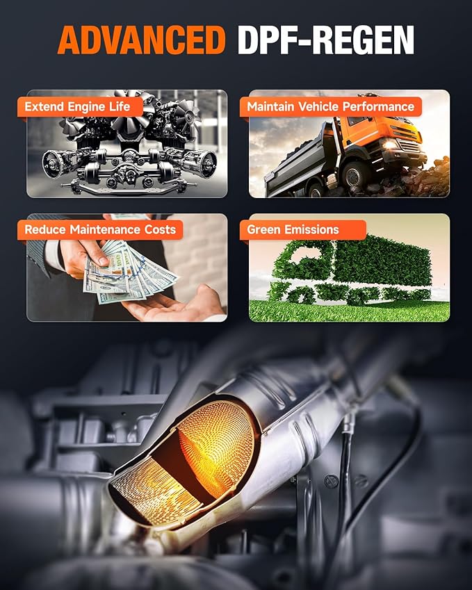 ANCEL HD3400 Pro Heavy Duty Truck Scanner | DPF Regeneration, Lifetime Free Update, Compatible with Commercial Vehicles with Cummins, Paccar, Caterpillar, Detroit, Volvo, Mack, International Engines