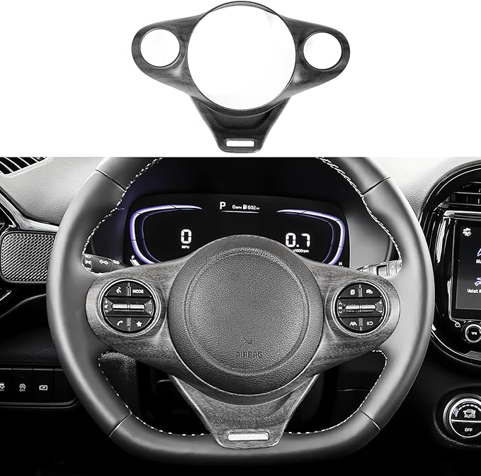 Steering Wheel Trim Cover Compatible with Kia Soul GT 2020-2026 Accessories (Wood Grain)