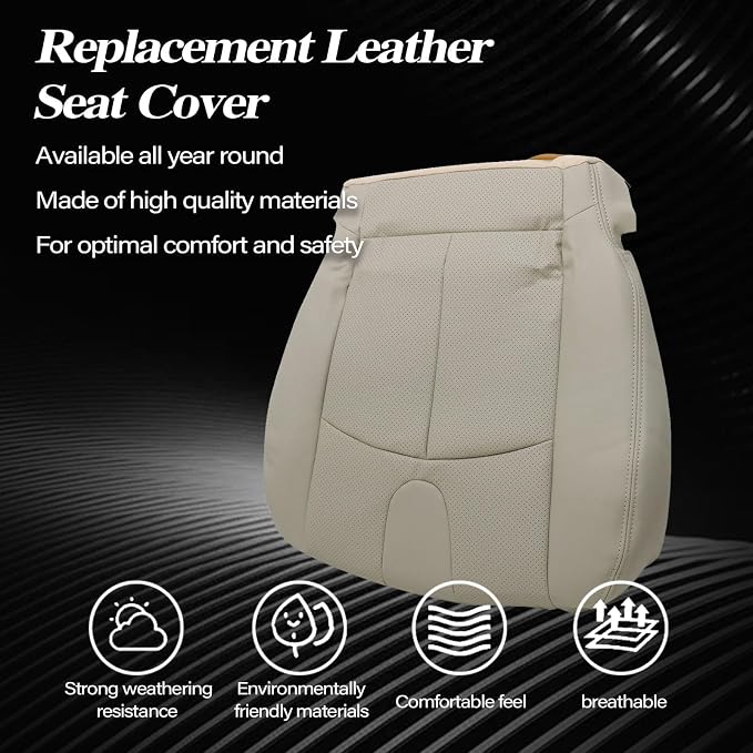 SecosAutoparts Front Driver & Passenger Side Bottom Perforated Leather Replacement Seat Covers Wheat Tan Compatible with Infiniti G37 2008 2009 2010 2011 2012 2013