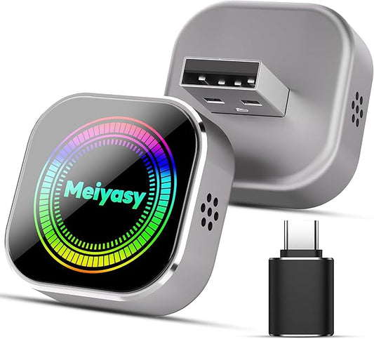 2026 Upgraded Wireless CarPlay Adapter for iPhone, Compact Mini Metal Shell Design Small Size, (New Update) Plug and Play, Fast and Stable Connection CarPlay Adapter for Apple iOS ＆Android (Silvery)