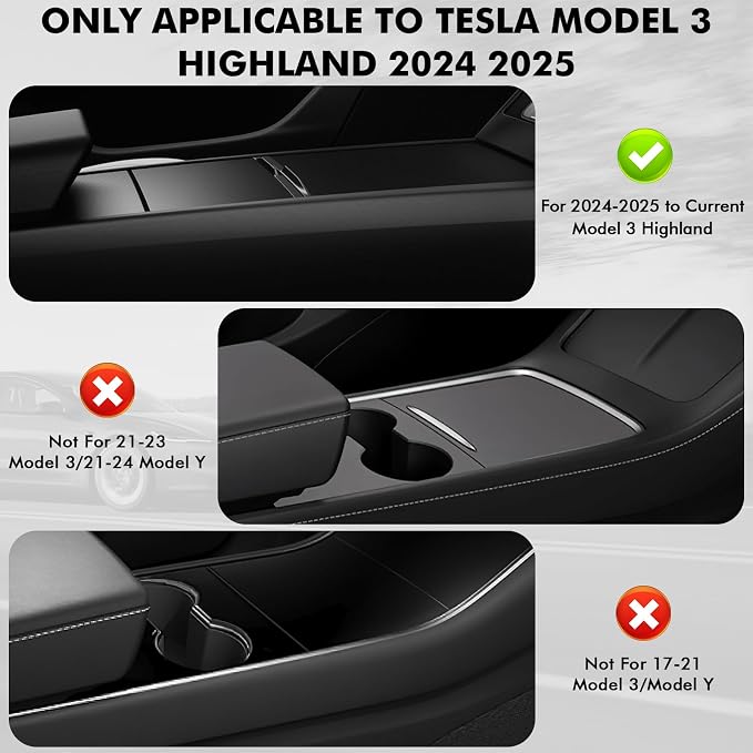 XINTUO Center Console Organizer Tray for Tesla Model 3 (2025-2024) Highland Accessories and Tesla Model Y Juniper Accessories 2025, Double Layer Space and Slide Smoothly (Pink)
