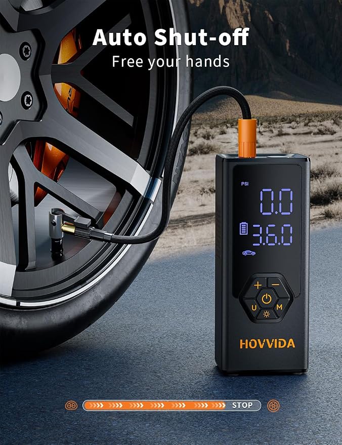Tire Inflator Portable Air Compressor, Air Pump for Car Tires, 7800 mAh Battery, 12V DC, 150 PSI, 40L/min Air Flow, Fast Inflation, Portable air pump for MPV, SUV, Car, Motorcycle, Bike, Ball