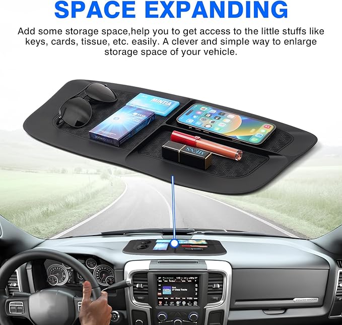 Autorder Dashboard Mat for 2011-2018 Dodge Ram 1500 2500 3500 Accessories Anti-Slip Mat Silicone Dash Mat for Ram Dash Liner Pad
