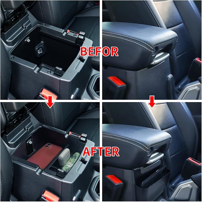 Upgraded 4 Pcs Center Console Organizer Combo Kit Interior Accessories Storage Box Para for 2018 2019 2020 2021 2022 2023 Jeep Wrangler JL JLU and Jeep Gladiator JT JTU,Gear Shift Tray Organizer
