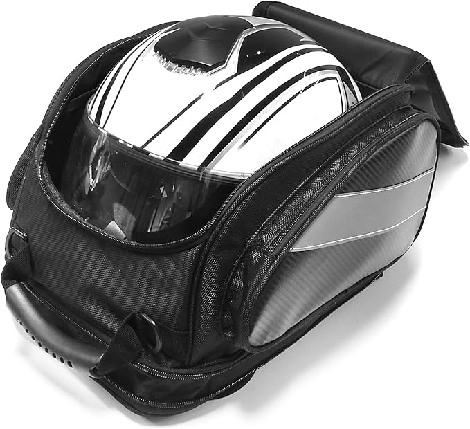 MZS Motorcycle Tank Bag, 19L-24L Expandable Strong Magnetic Gas Tank Bag, Dual Use Waterproof Motorbike Helmet Bag Luggage Storage Backpack fit Street Enduro Sport Adventure Cruiser Touring Bike