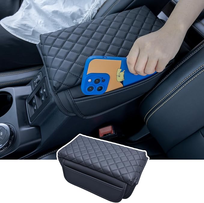 TOPINSTALL Sun Visor Sunglass Holder and Console Armrest Cover Compatible with Ford Bronco 2021-2025 Accessories, Glasses Box Card Storage Organizer, Armrest PU Leather Protector Cover(Not for Sport)