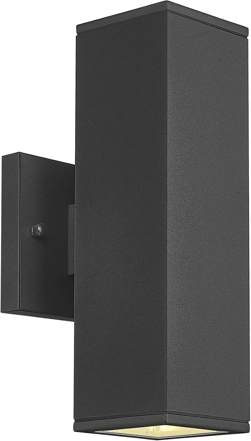 Ken & Ricky Outdoor Wall Lights, Modern Outdoor Light Fixture, Aluminum Waterproof, Black Up and Down Outdoor Porch Light with Glass Cover, KR3324-W-1PK