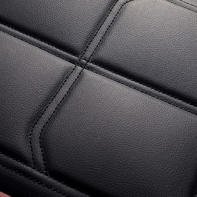 BGYFDU03 Seat Cover 5-Seater Full Set, Universal Type, Suitable for Most Cars Pickup Ttrucks Airbags Compatible with Synthetic Leather Car Seat Cushion Protectors (Black-Bule)