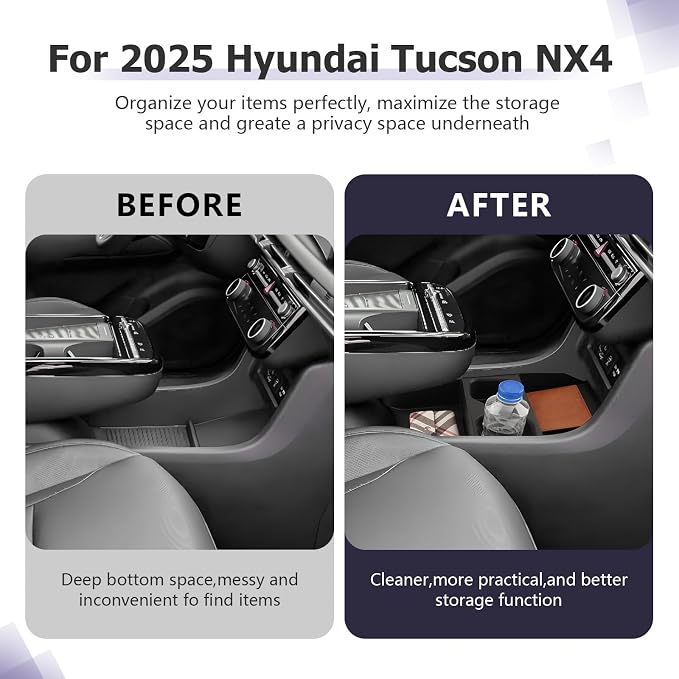 LUWU 2026 Tucson Accessories for 2025-2026 Hyundai Tucson Lower Console Organizer Armrest Box Organizer Only Fit for Tucson Hybrid/Limited - NOT for 2022-2026 Tucson with Automatic Transmission