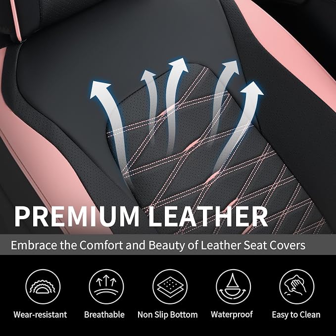 FLORICH Car Seat Covers Front Seat, Leather Seat Covers for Cars, Waterproof Car Seat Protector Breathable, Front Seat Covers for Cars, Automotive Seat Covers Universal Fit for Most Cars SUV Truck