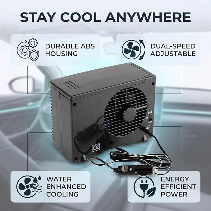 Yosoo Car Truck Air Cooler, Portable 12V Car Truck Evaporative Water Cooling Air Fan for SUV, RV, Vehicles