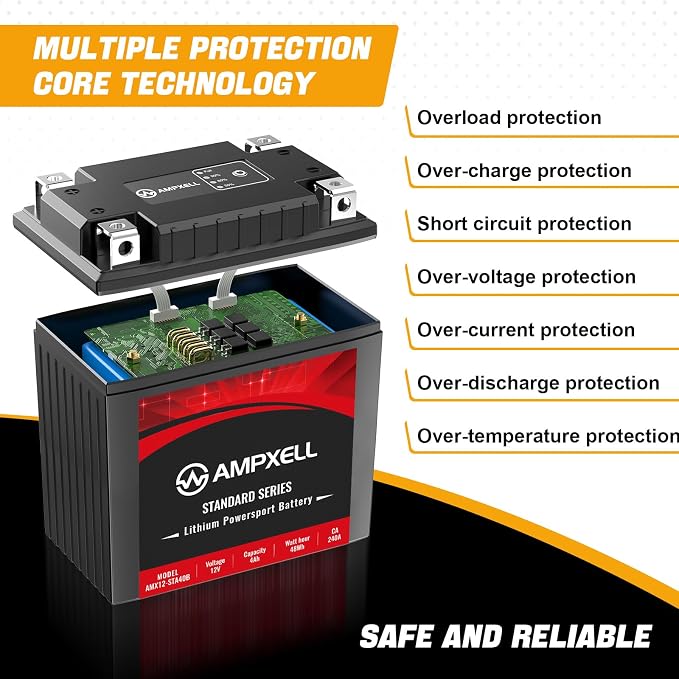 YTX14AH Lithium Motorcycle Battery, 12V 4Ah 240 CCA 2.8 lbs Lightweight, Powersports Replacement for ATV UTV Scooter Generator，Compatible with Polaris Sportsman 570 Ranger 500 Kawasaki