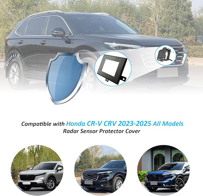 Radar Sensor Protector Cover Compatible with Honda CR-V 2023-2025 All Models, Vehicle Front Radar Sensor Anti-Theft Cover Steel with 2 Mounting Options Kit for CRV Accessory (Black)