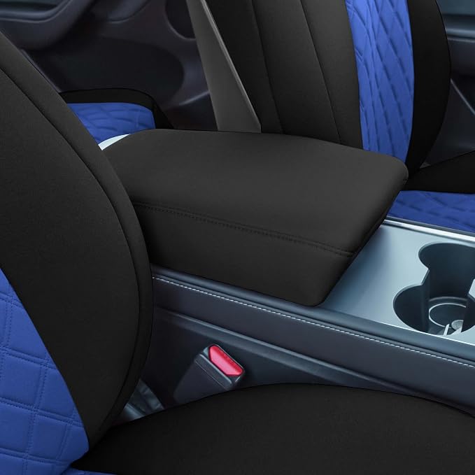 FH Group Custom Fit Car Seat Covers Specifically Made for 2020-2025 Tesla Model Y Ultraflex Neoprene Water Resistant Automotive Seat Covers - Full Set Blue