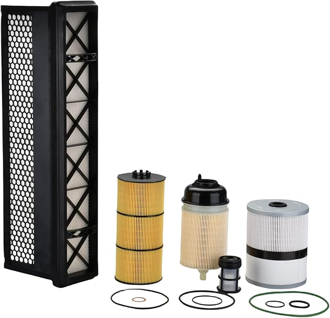 Fit for Freightliner Cascadia DD Series DD13 DD15 DD16 engines Oil Filter, Air Filter, Fuel Water Separator and Fuel Filter Element Kit,Replace AF27879 PF9908 FS19915 P551005