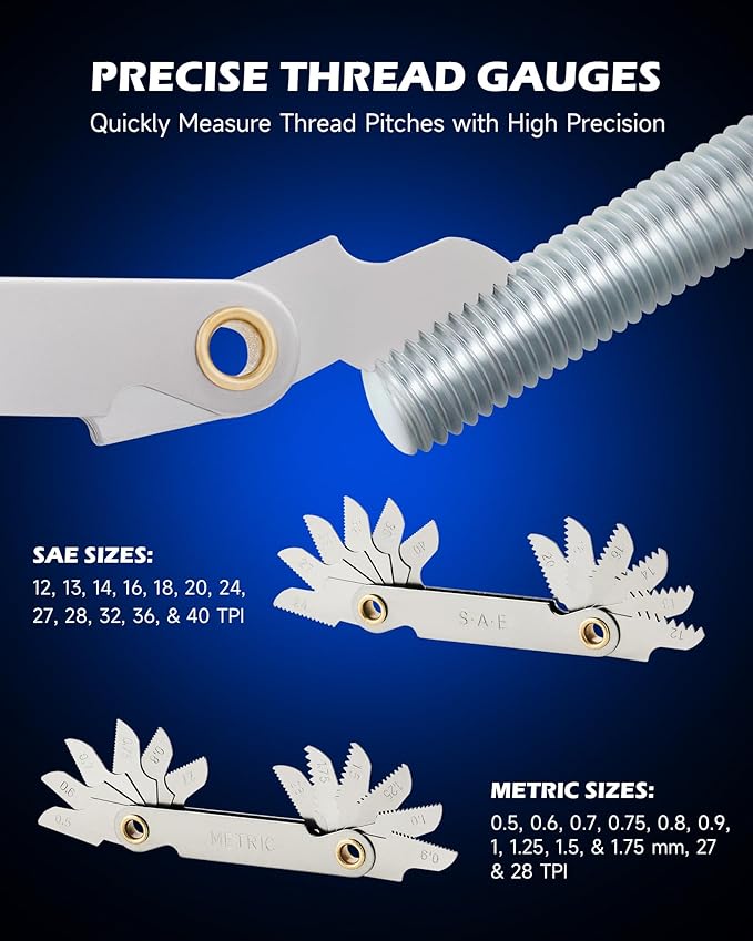 Orion Motor Tech 87pc Tap and Die Set, SAE and Metric Threading Tool Kit for Coarse & Fine Internal and External Threads, Complete Threading and Rethreading Tool Kit with Accessories and Storage Case