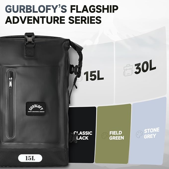 Motorcycle Tail Bag, 15L Waterproof Motorcycle Saddle Bag | 2 Size and 3 Color Options Travel Bag, PVC Luggage Bag, Rear Seat Bag, Classic Black GT-15BL