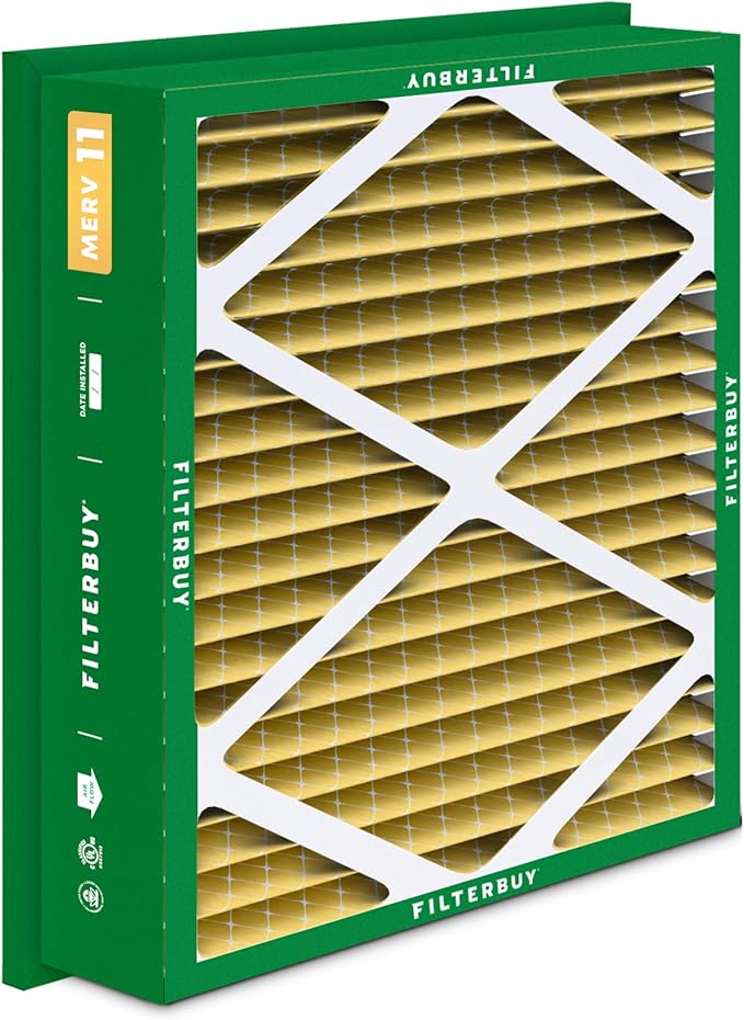 Filterbuy 20x20x5 Air Filter MERV 11 Superior Pet & Allergy Defense (1-Pack), Electrostatic Pleated HVAC AC Furnace Filters for Honeywell Return Grille FC40R1003 (Actual Size: 18.38 x 18.38 x 3.69)