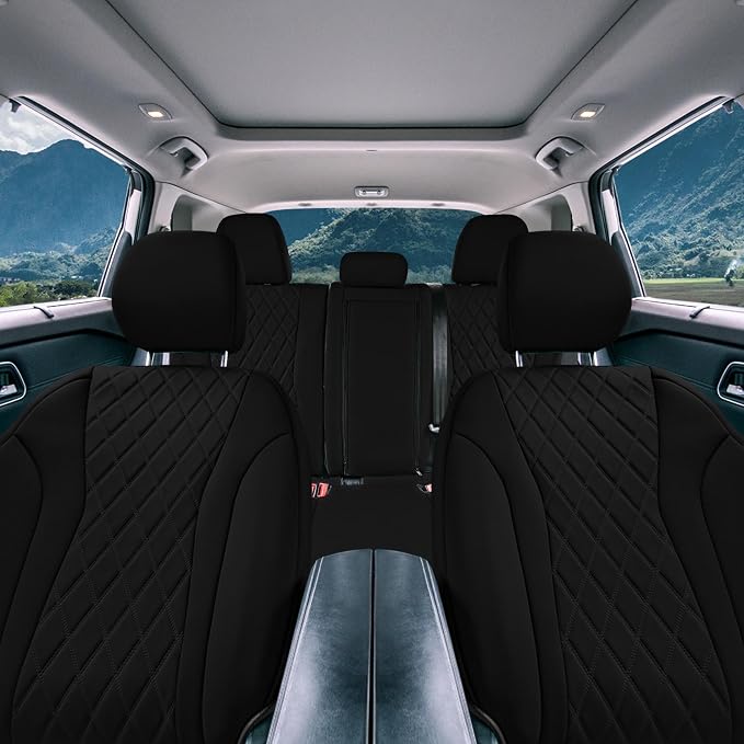 FH Group Custom-Fit Car Seat Covers Specifically Made for 2021-2026 Nissan Rogue, Full Set Black Ultraflex Neoprene Waterproof Automotive Seat Cover