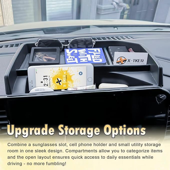 Center Console Divider & Dashboard Organizer Compatible with 2022 2023-2025 Chevy Silverado/GMC Sierra 1500 & 2024 2025 Silverado/Sierra 2500HD 3500HD Accessories, Dash Storage Tray Armrest Divider