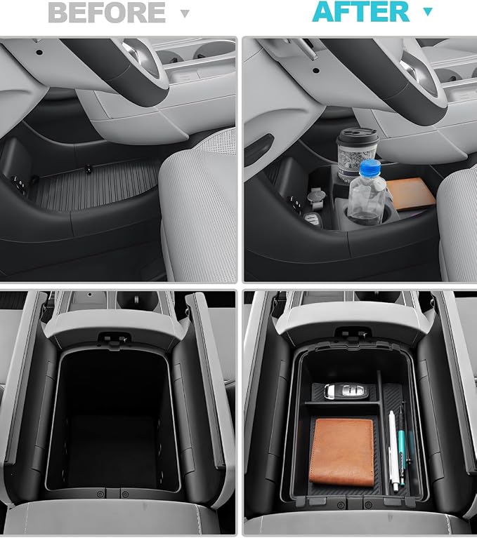 CDEFG 3Pcs for 2026 Hyundai Palisade Center Console & Lower Console Tray | for 2026 Palisade Accessories, Middle Console Dual Organizers Armrest Storage Box & Under Console Tray, for Split Armrest