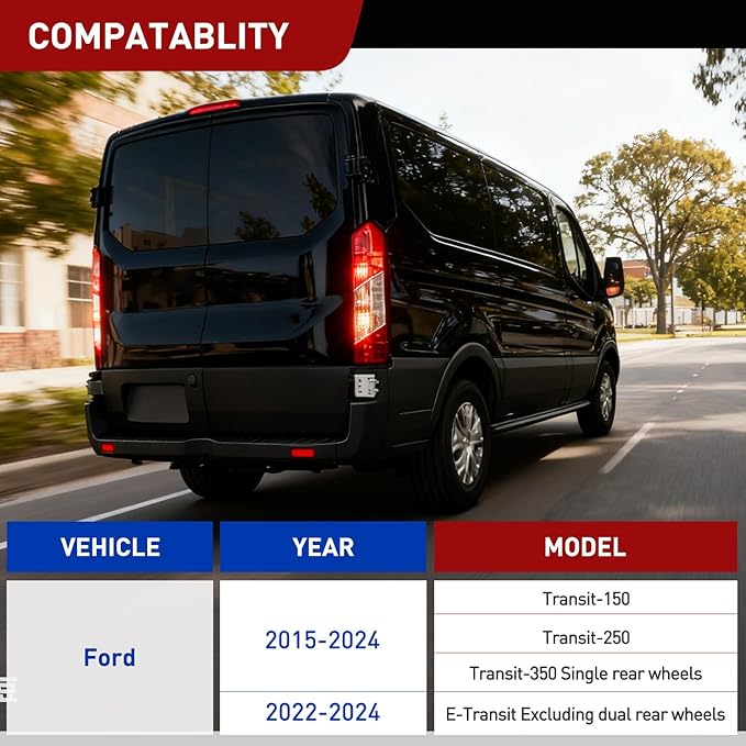 Nilight 4 Pin Trailer Wiring Kit 56327 Vehicle Standard 4 Way Connector Custom for 2015 2016 2017 2018 2019 2020 2021 2022 2023 2024 Ford Transit-150, Transit-250, Transit-350, E-Transit Hitch